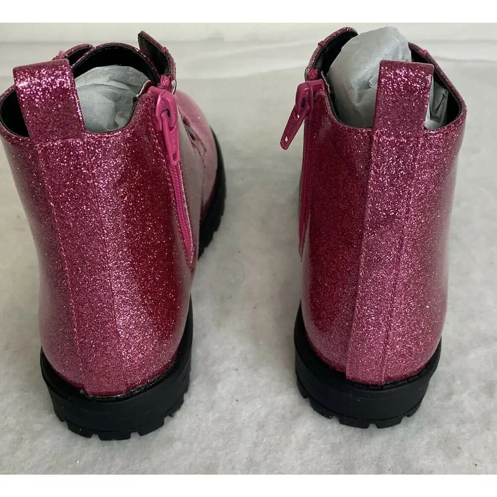 Tucker + Tate Glitter‎ Ankle Boots Shoes Maisie Bootie Pink Lace Up Sz 3M